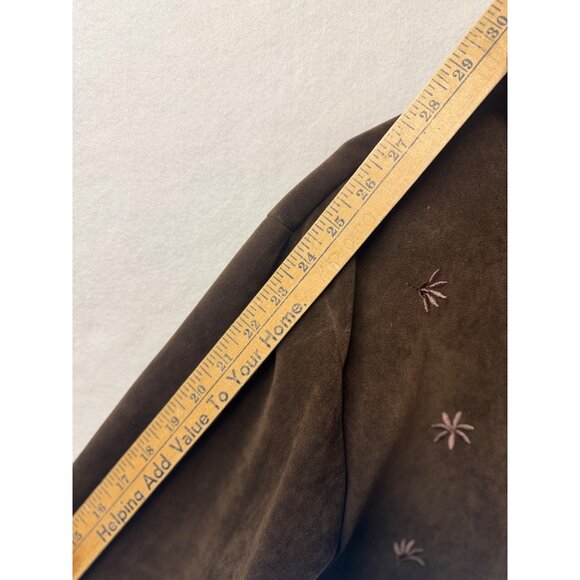 Teddi Embroidered Brown Jacket XL Polyester Spandex Zip-Up Floral Decorations - Picture 9 of 11